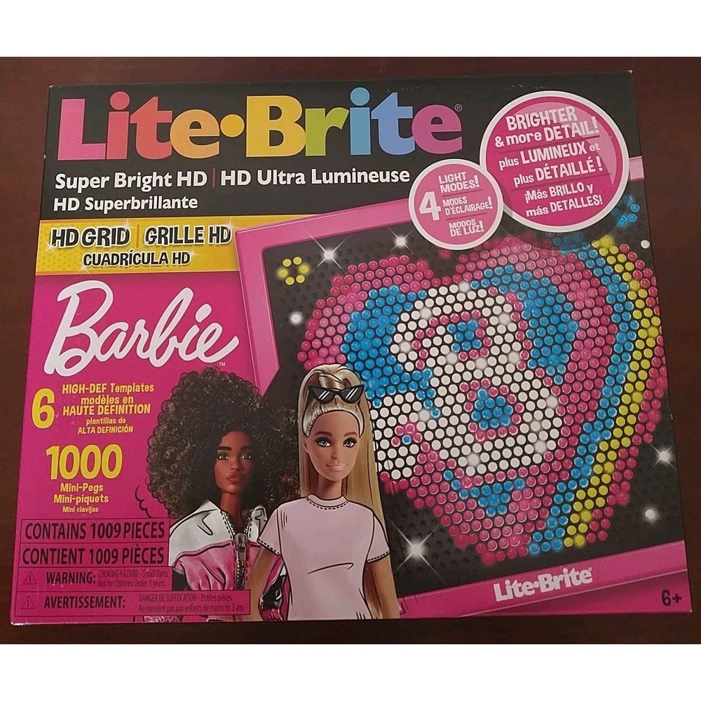 Lite Brite Super Bright HD Barbie Set, 4 Light Modes, 1009 Pieces